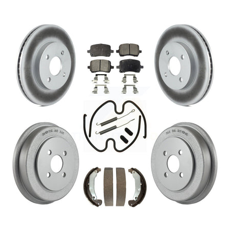 Front Rear Coated Disc Brake Rotors Semi-Metallic Pads And Drum Kit (7Pc) For Pontiac G5 KGF-104279