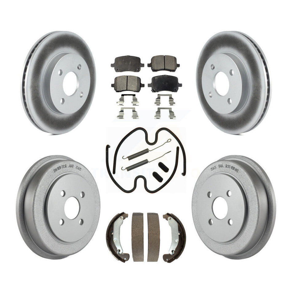 Front Rear Coated Disc Brake Rotors Semi-Metallic Pads And Drum Kit (7Pc) For Pontiac G5 KGF-104279