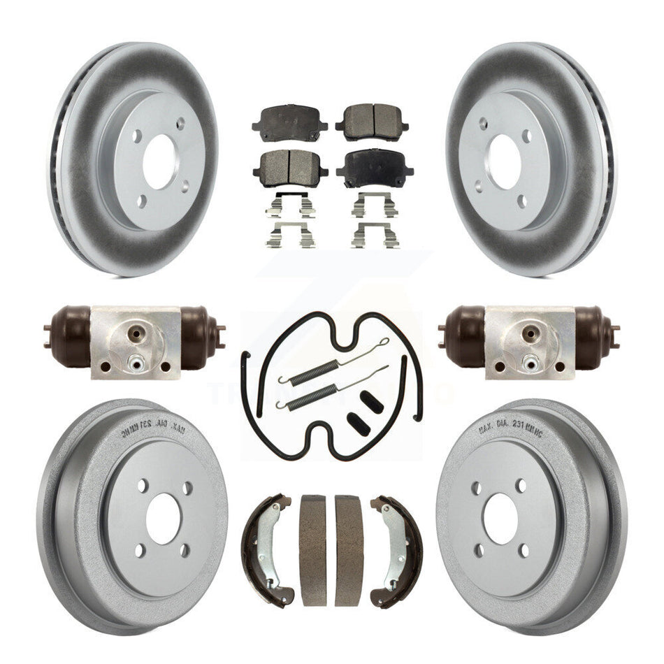 Front Rear Coated Disc Brake Rotors Semi-Metallic Pads And Drum Kit (9Pc) For Pontiac G5 KGF-104282