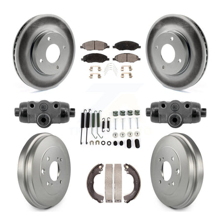 Front Rear Coat Brake Rotor Semi-Metallic Pad Drum Kit (9Pc) For Nissan Versa 4-Wheel ABS KGF-104284