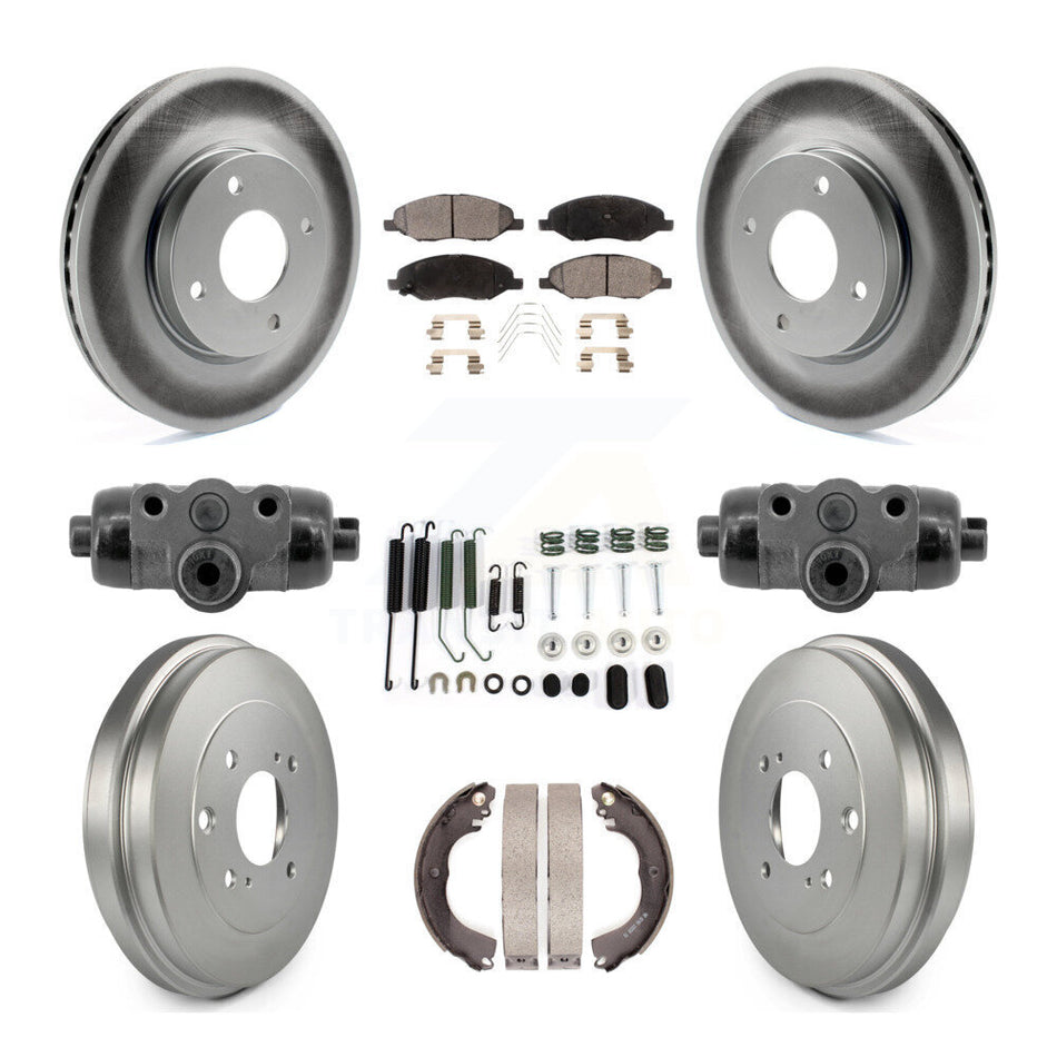 Front Rear Coat Brake Rotor Semi-Metallic Pad Drum Kit (9Pc) For Nissan Versa 4-Wheel ABS KGF-104284