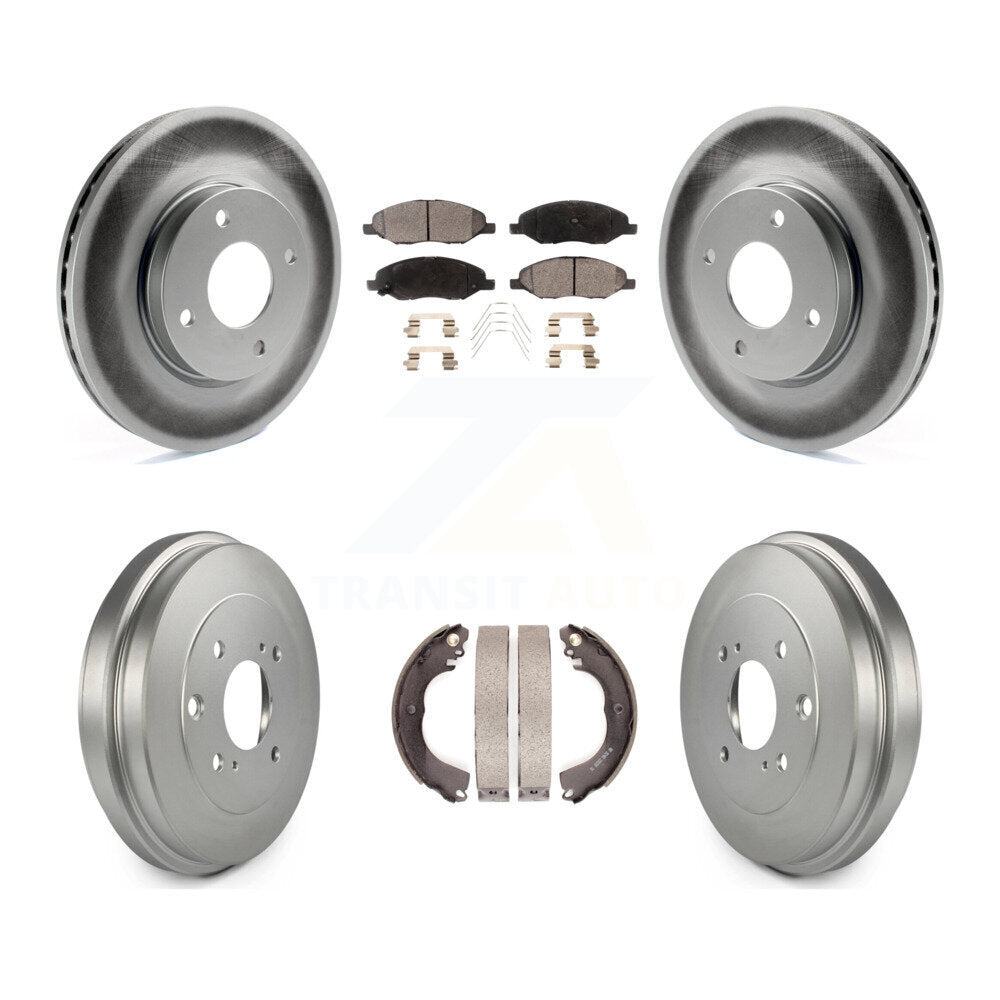 Front Rear Coat Brake Rotors Semi-Metallic Pad Drum Kit For 2008 Nissan Versa 4-Wheel ABS KGF-104286