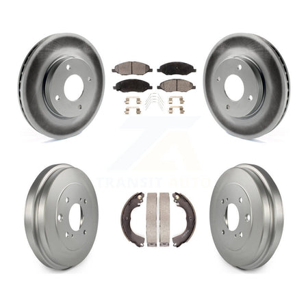 Front Rear Coat Brake Rotors Semi-Metallic Pad Drum Kit For 2008 Nissan Versa 4-Wheel ABS KGF-104286