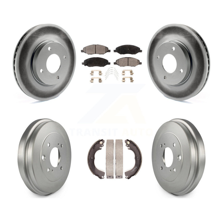 Front Rear Coat Brake Rotors Semi-Metallic Pad Drum Kit For 2008 Nissan Versa 4-Wheel ABS KGF-104286