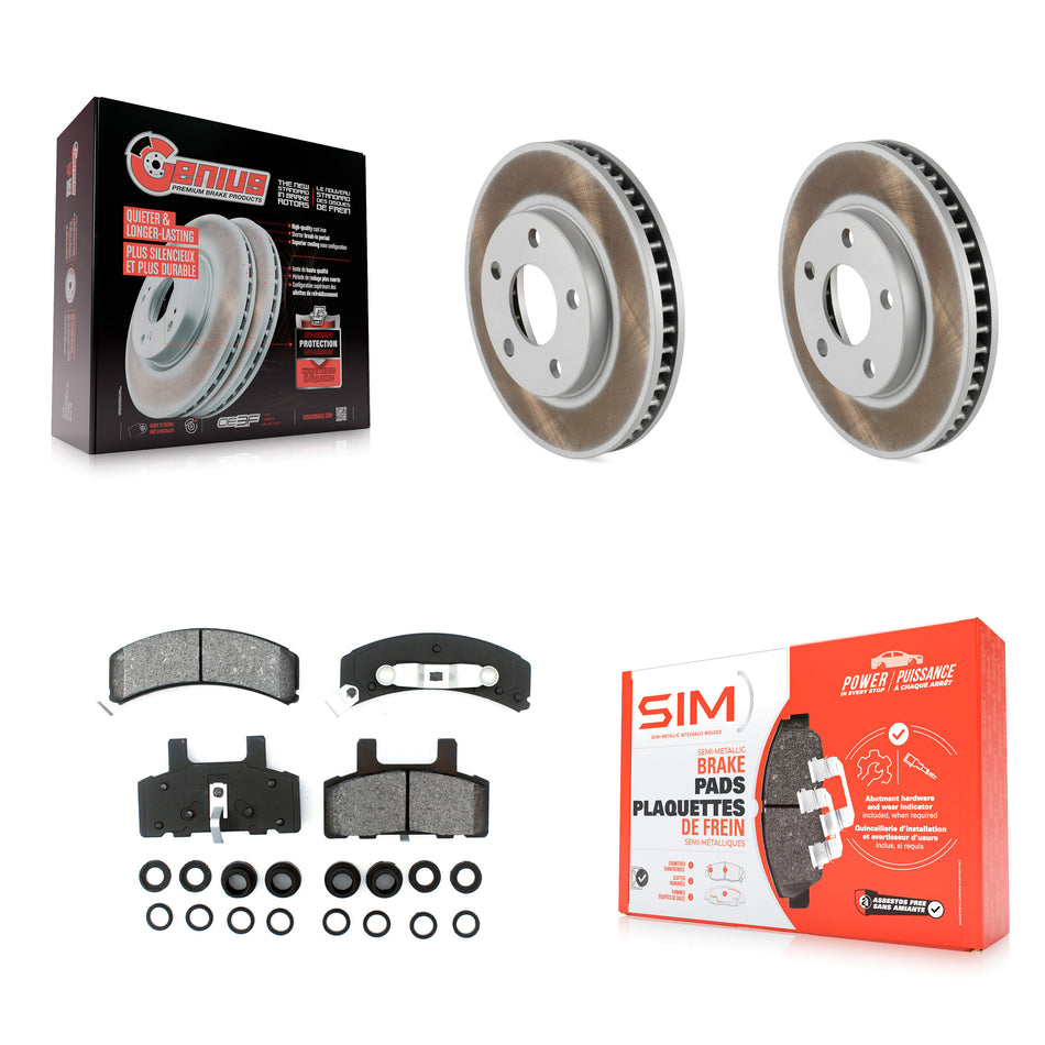 Front Coated Disc Brake Rotors And Semi-Metallic Pads Kit For Cadillac DeVille Fleetwood 60 Special Commercial Chassis KGS-100004