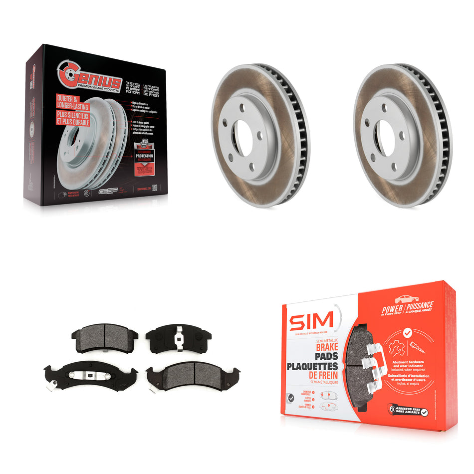 Front Coat Brake Rotor Semi-Metallic Pad Kit For Buick LeSabre Pontiac Chevrolet Camaro Oldsmobile Cadillac 88 DeVille Bonneville Firebird Park Avenue Eldorado Seville 98 APV KGS-100006