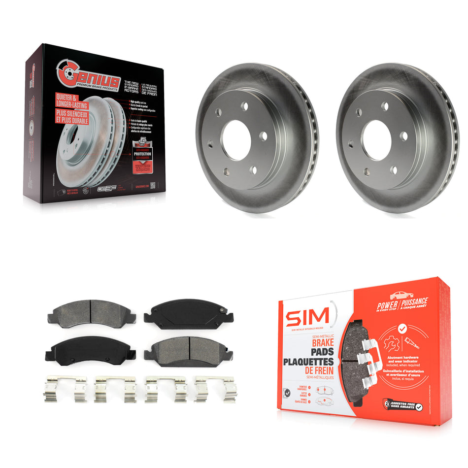 Front Coated Disc Brake Rotors And Semi-Metallic Pads Kit For 2007 GMC Sierra 1500 rear brakes KGS-100011
