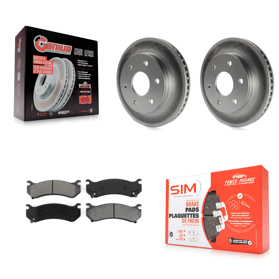 Front Coated Brake Rotors Semi-Metallic Pad Kit For Chevrolet Silverado 1500 GMC Tahoe Sierra Suburban Yukon Avalanche XL Cadillac Classic Escalade Express 2500 Astro ESV EXT KGS-100013