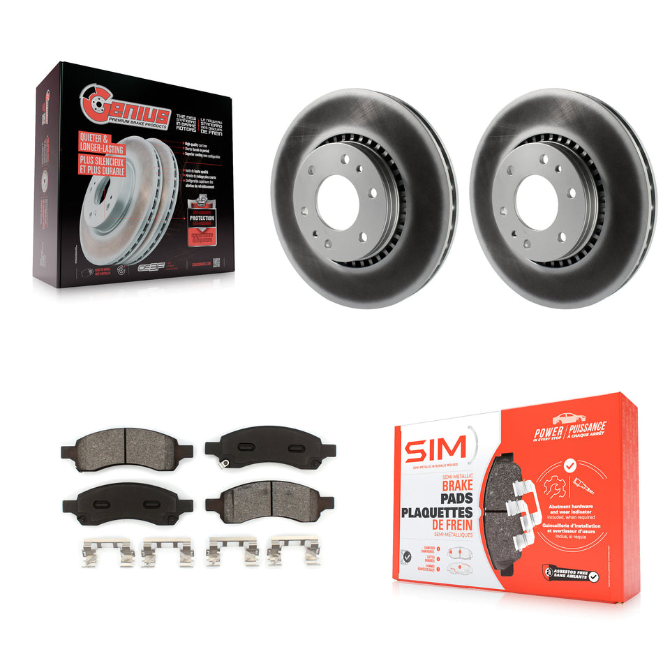 Front Coated Disc Brake Rotors And Semi-Metallic Pads Kit For Chevrolet Trailblazer GMC Envoy EXT XL Buick Rainier Saab 9-7x Isuzu Ascender SSR KGS-100019