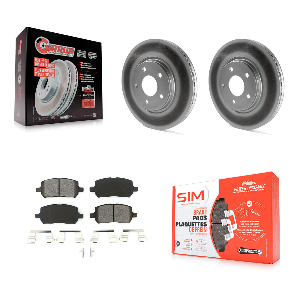 Front Coated Disc Brake Rotors And Semi-Metallic Pads Kit For 2010 Pontiac G5 With Rear Brakes KGS-100027