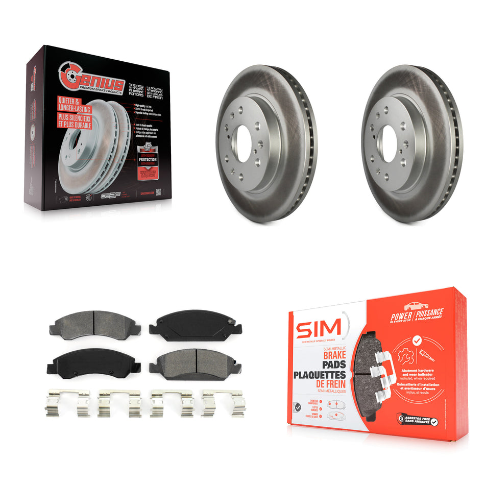 Front Coat Brake Rotor Semi-Metallic Pad Kit For Chevrolet Silverado 1500 GMC Sierra Tahoe Cadillac Yukon Suburban Escalade XL Classic XTS Avalanche ESV Express LD EXT Savana KGS-100036