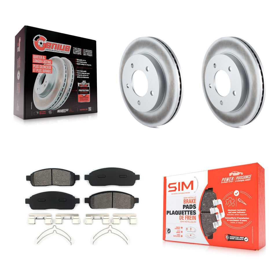 Front Coated Disc Brake Rotors And Semi-Metallic Pads Kit For 2004 Ford F-150 4WD With 5 Lug Wheels KGS-100072