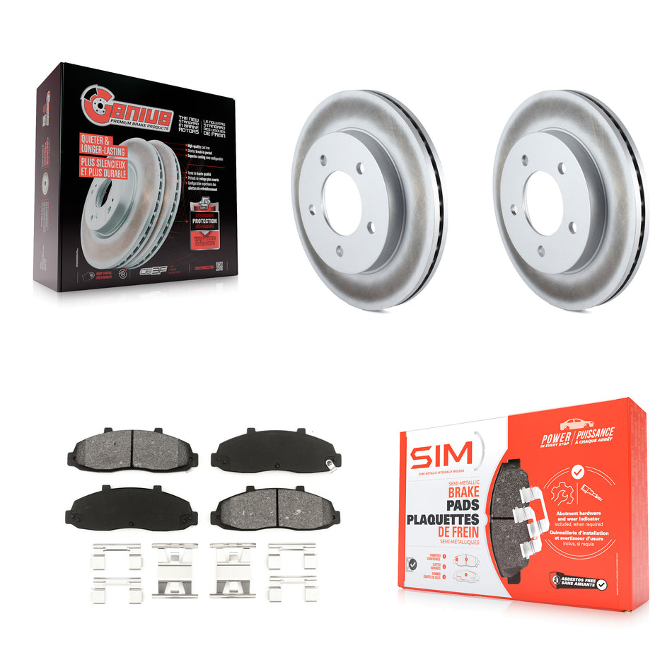 Front Coated Disc Brake Rotors And Semi-Metallic Pads Kit For Ford F-150 Heritage 4WD KGS-100073