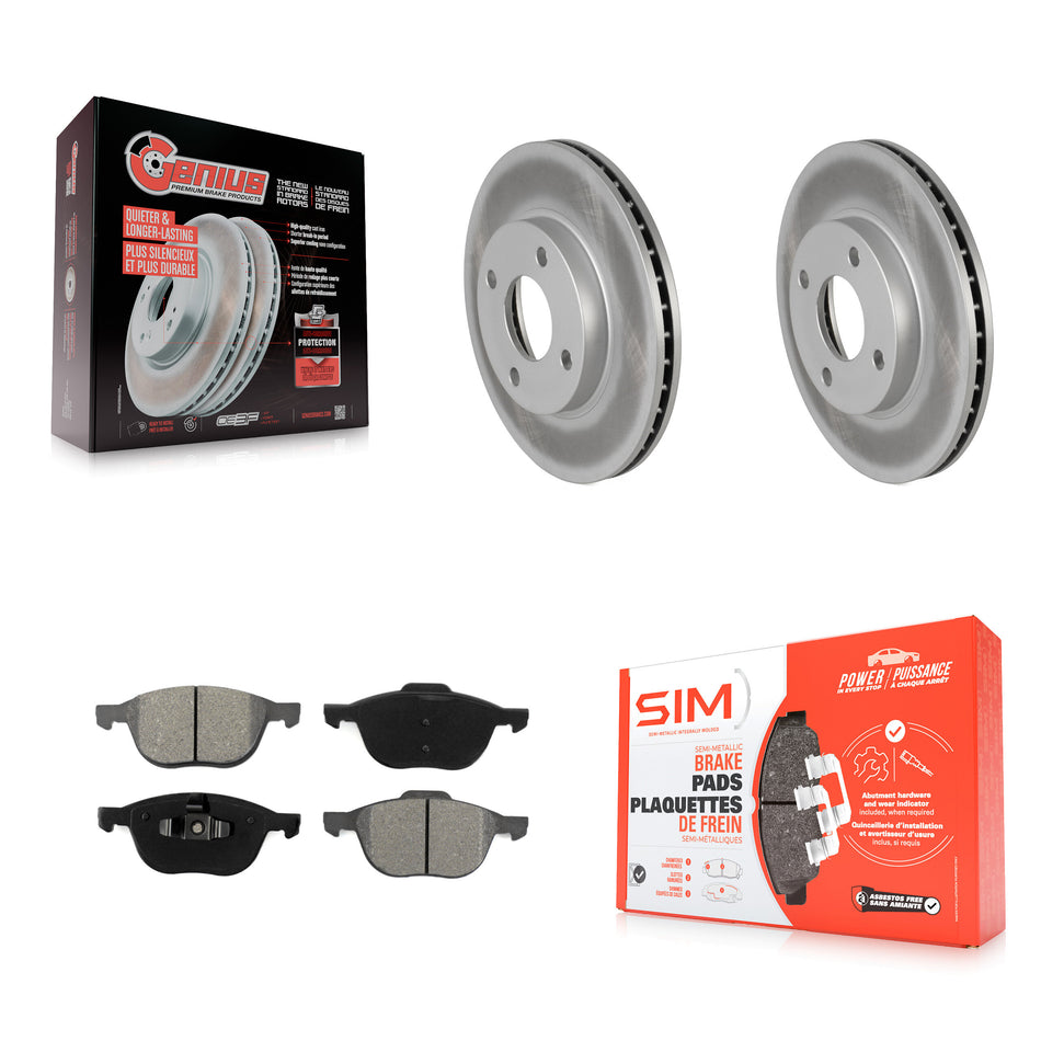 Front Coated Disc Brake Rotors And Semi-Metallic Pads Kit For 2004 Ford Focus LX Mid High SE ZTS ZTW ZX3 ZX5 From 04 05 KGS-100077