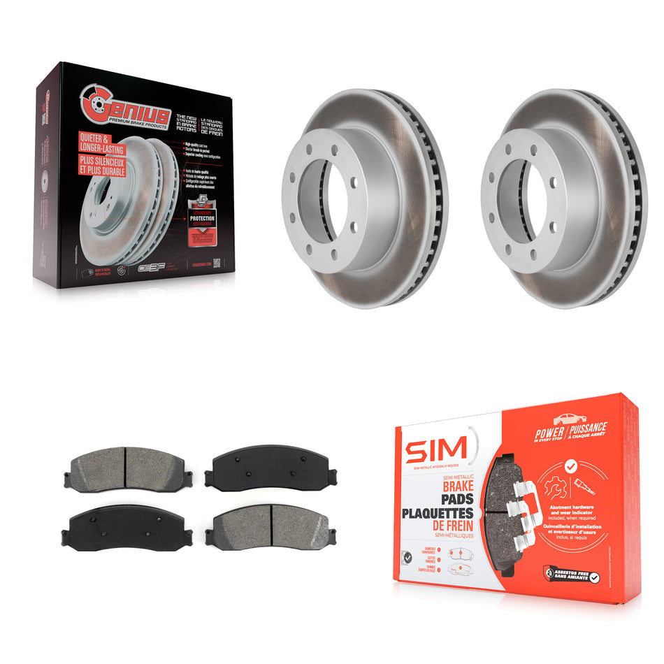 Front Coated Disc Brake Rotors And Semi-Metallic Pads Kit For Ford F-350 Super Duty F-250 4WD KGS-100093