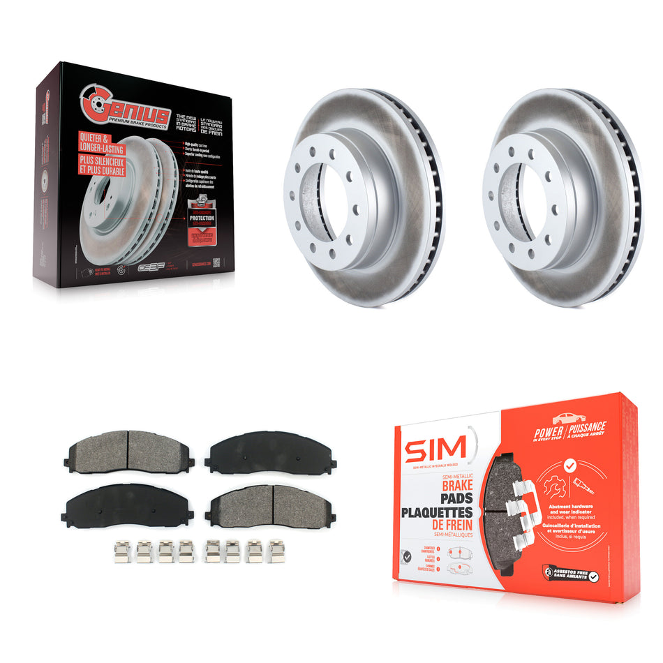 Front Coated Disc Brake Rotors And Semi-Metallic Pads Kit For Ford F-350 Super Duty F-250 KGS-100097