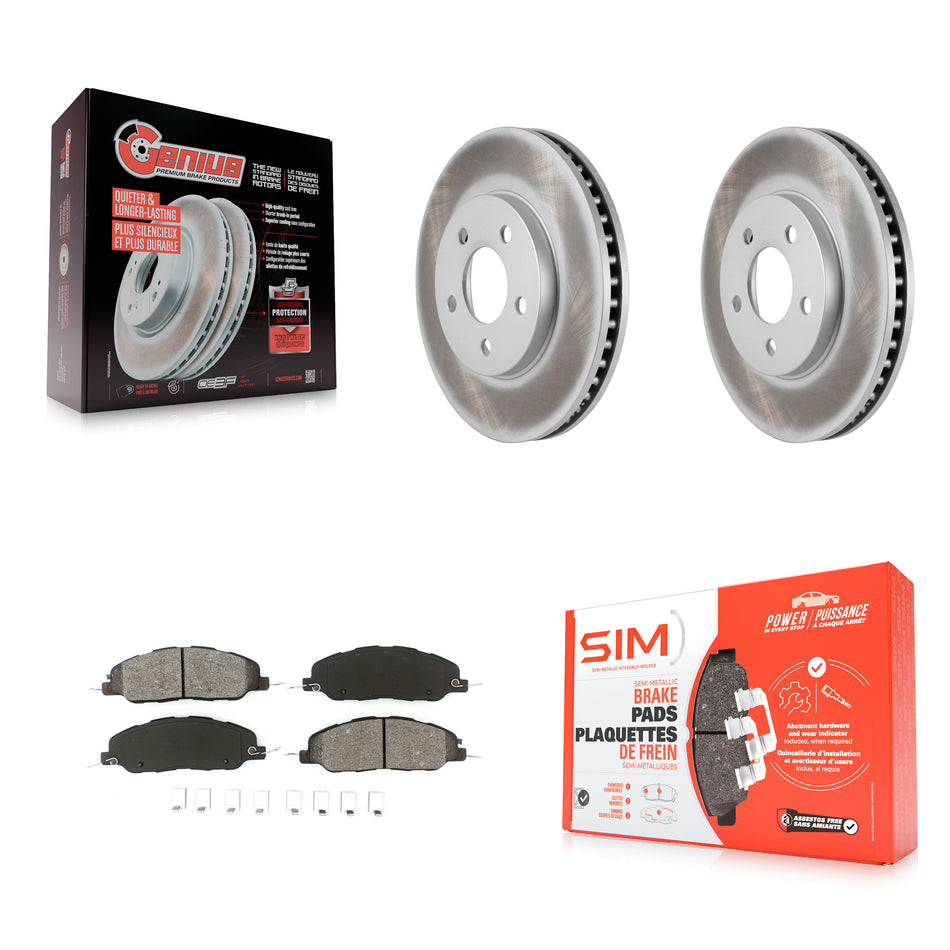 Front Coated Disc Brake Rotors And Semi-Metallic Pads Kit For 2005-2010 Ford Mustang Base KGS-100098