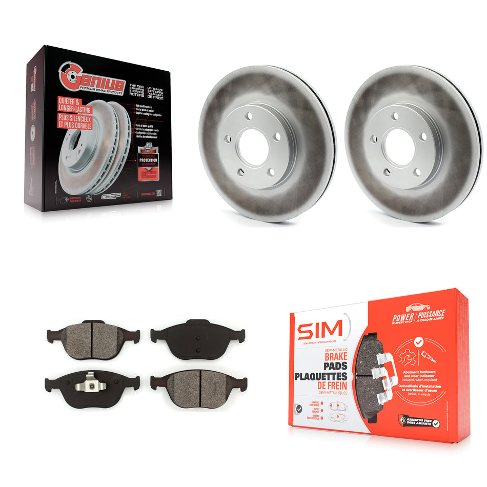 Front Coated Disc Brake Rotors And Semi-Metallic Pads Kit For 2010-2013 Ford Connect KGS-100116