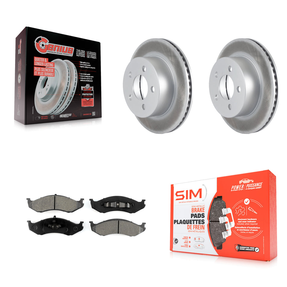 Front Coated Disc Brake Rotors And Semi-Metallic Pads Kit For Jeep Wrangler Cherokee Grand Wagoneer TJ KGS-100137