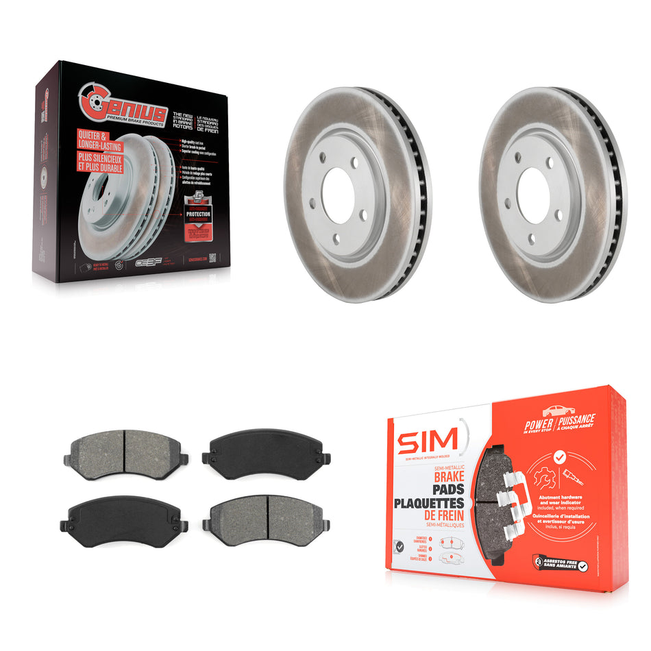 Front Coated Disc Brake Rotors And Semi-Metallic Pads Kit For Dodge Grand Caravan Chrysler Voyager KGS-100143