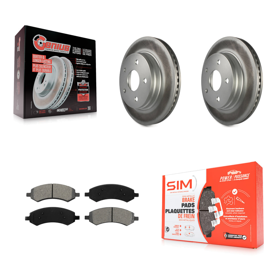 Front Coated Disc Brake Rotors And Semi-Metallic Pads Kit For Ram 1500 Dodge Classic Durango Chrysler Aspen KGS-100145