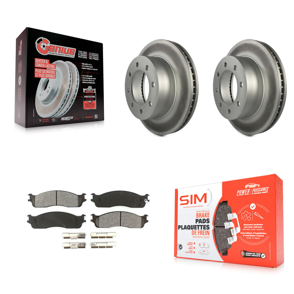 Front Coated Disc Brake Rotors And Semi-Metallic Pads Kit For Dodge Ram 2500 1500 3500 KGS-100147