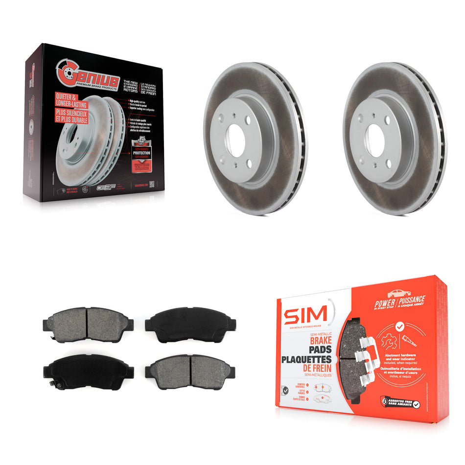 Front Coated Disc Brake Rotors And Semi-Metallic Pads Kit For 1993-1997 Toyota Corolla Geo Prizm KGS-100190
