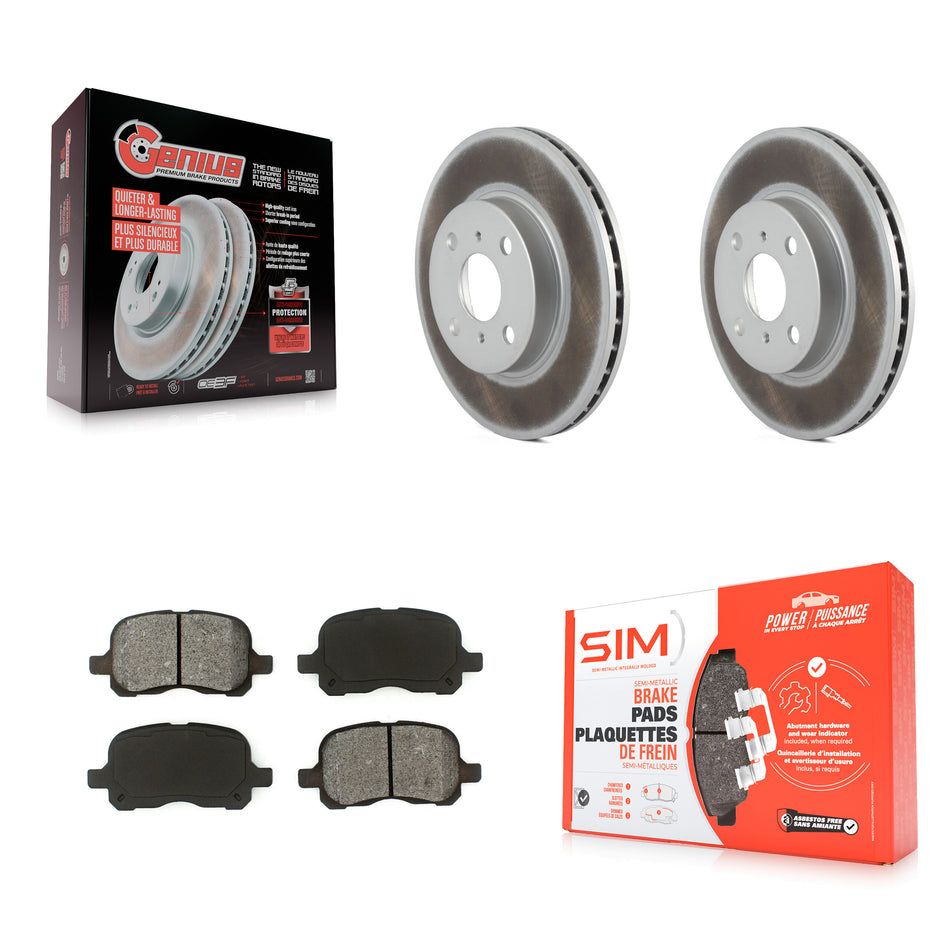 Front Coated Disc Brake Rotors And Semi-Metallic Pads Kit For 1998-2002 Toyota Corolla Chevrolet Prizm KGS-100191