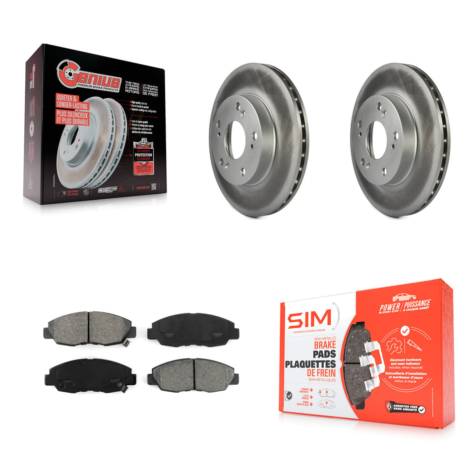 Front Coated Disc Brake Rotors And Semi-Metallic Pads Kit For Honda Civic KGS-100255
