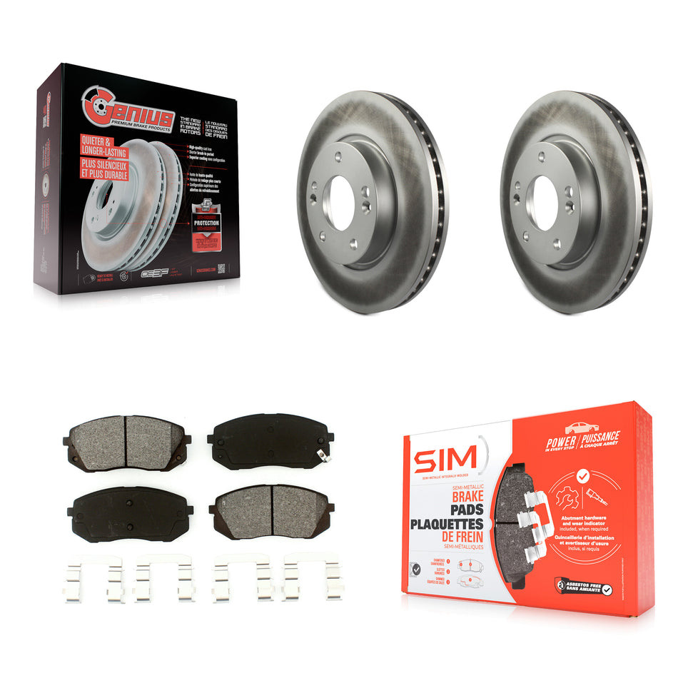 Front Coated Disc Brake Rotors And Semi-Metallic Pads Kit For 2010-2012 Kia Rondo KGS-100264