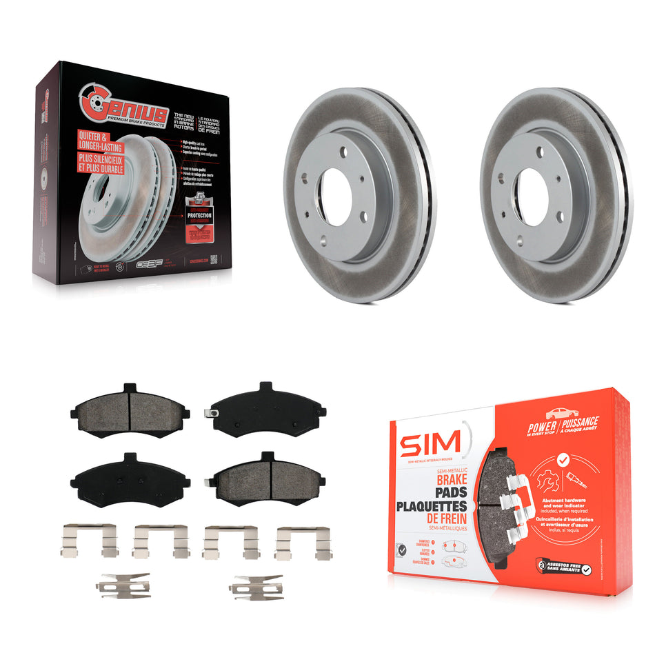 Front Coated Disc Brake Rotors And Semi-Metallic Pads Kit For Hyundai Elantra KGS-100274