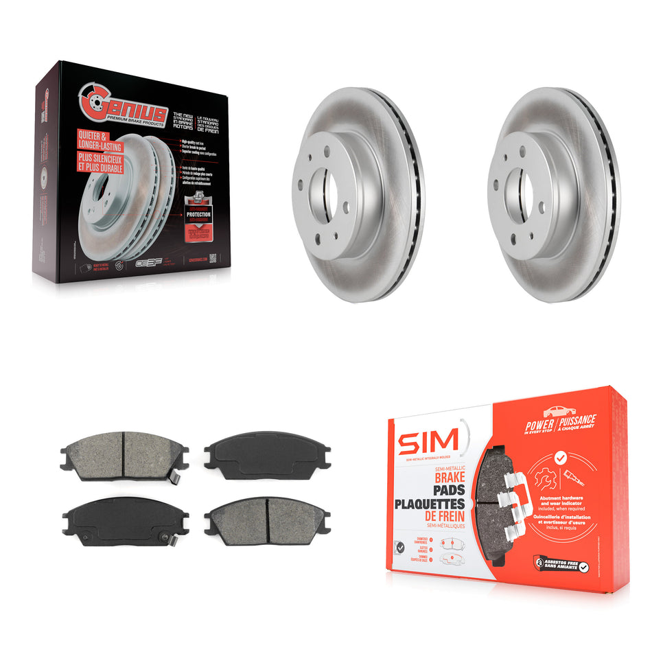 Front Coated Disc Brake Rotors And Semi-Metallic Pads Kit For 2000-2005 Hyundai Accent KGS-100289