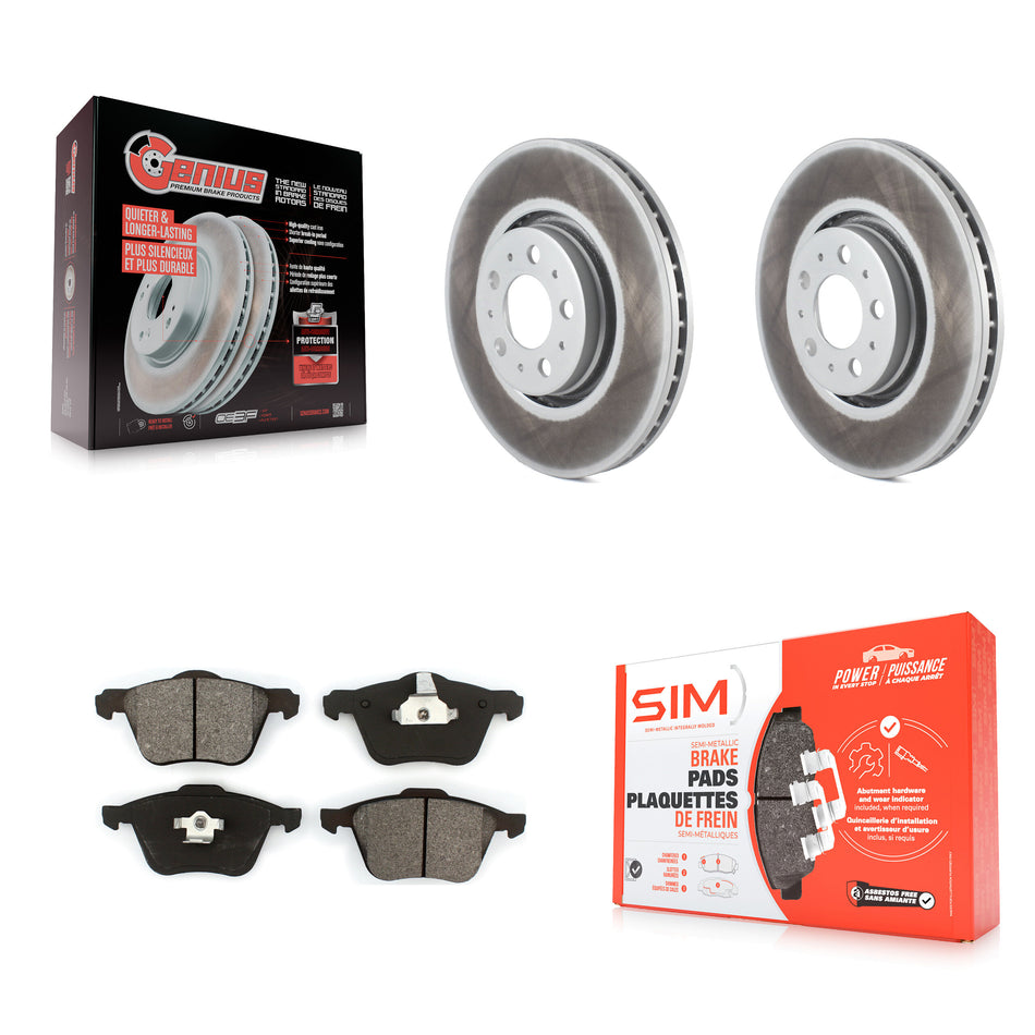 Front Coated Disc Brake Rotors And Semi-Metallic Pads Kit For 2003-2014 Volvo XC90 With 316mm Diameter Rotor KGS-100296