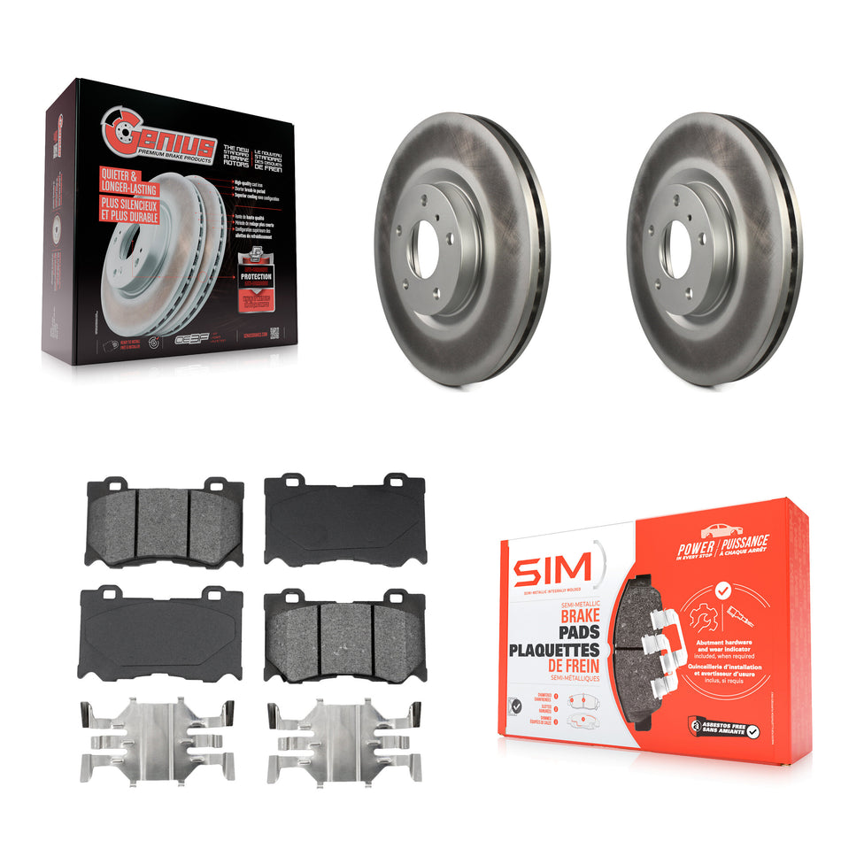 Front Coated Disc Brake Rotors And Semi-Metallic Pads Kit For 2017-2018 INFINITI Q70 Hybrid With Sport Package KGS-100303
