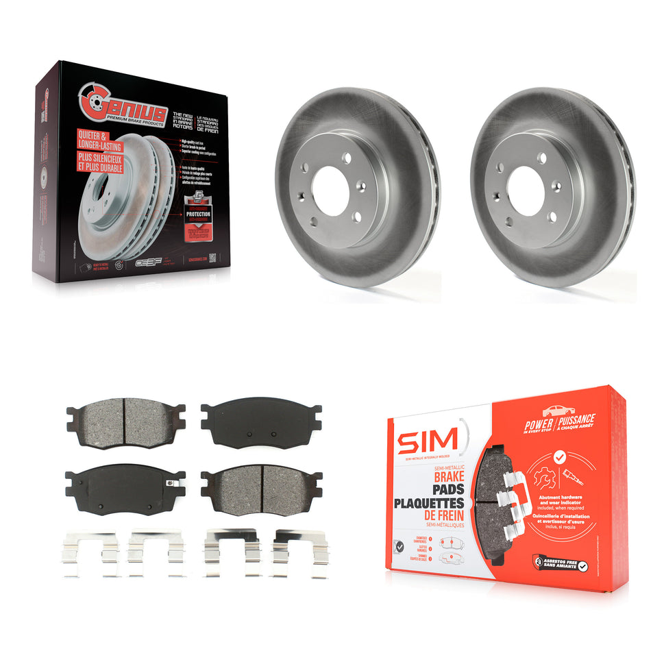 Front Coated Disc Brake Rotors And Semi-Metallic Pads Kit For Hyundai Accent Kia Rio Rio5 KGS-100340