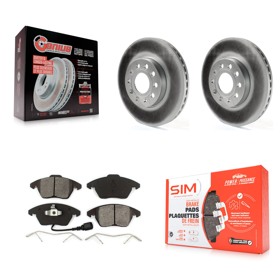Front Coated Disc Brake Rotors And Semi-Metallic Pads Kit For Volkswagen Jetta Beetle Golf Rabbit Eos Audi A3 GTI Quattro KGS-100342