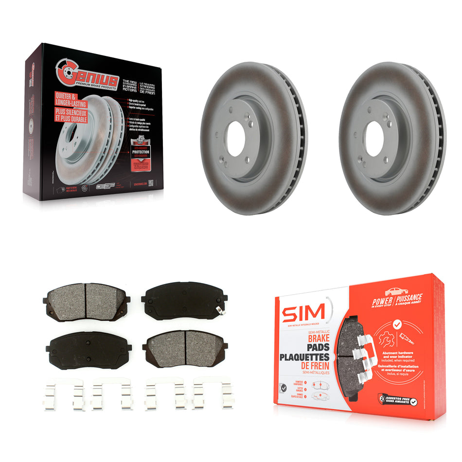 Front Coated Disc Brake Rotors And Semi-Metallic Pads Kit For Hyundai Tucson Kia Sportage Soul EV KGS-100344