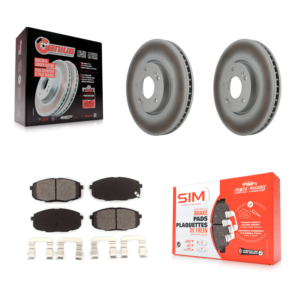 Front Coated Disc Brake Rotors And Semi-Metallic Pads Kit For Kia Forte Koup Forte5 KGS-100345