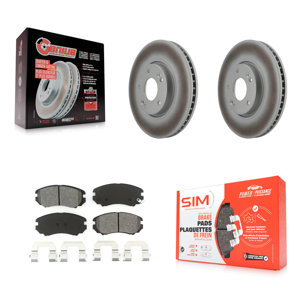 Front Coated Disc Brake Rotors And Semi-Metallic Pads Kit For 2006-2010 Hyundai Sonata 3.3L KGS-100352