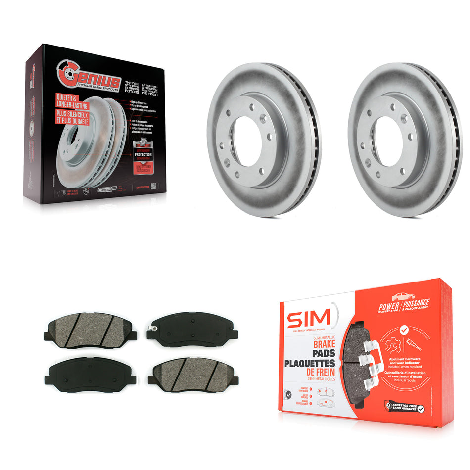 Front Coated Disc Brake Rotors And Semi-Metallic Pads Kit For Kia Sedona Hyundai Entourage KGS-100355