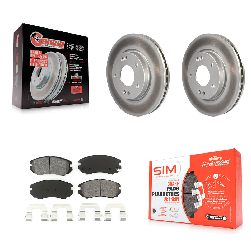 Front Coated Disc Brake Rotors And Semi-Metallic Pads Kit For Hyundai Elantra KGS-100364