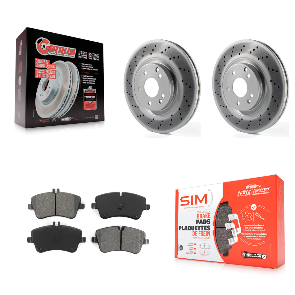 Front Coated Disc Brake Rotors And Semi-Metallic Pads Kit For Mercedes-Benz SLK280 C320 With Sport Package KGS-100370