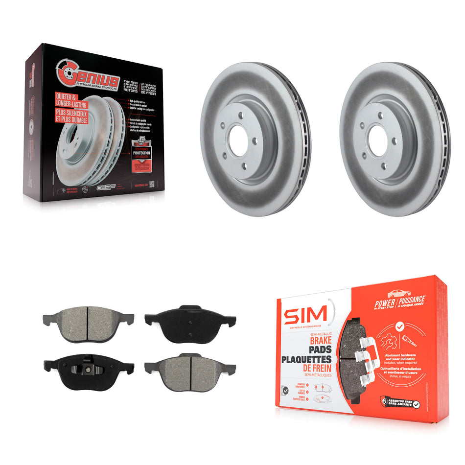 Front Coated Disc Brake Rotors And Semi-Metallic Pads Kit For 2014 Ford Connect 104.8" wheel base KGS-100375