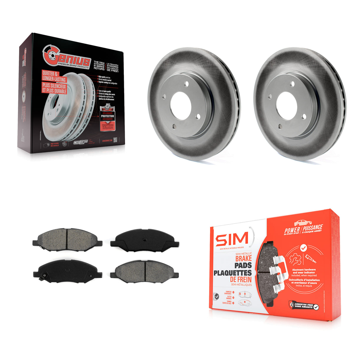 Front Coated Disc Brake Rotor And Semi-Metallic Pad Kit For 2008 Nissan Versa 4-Wheel ABS KGS-100378