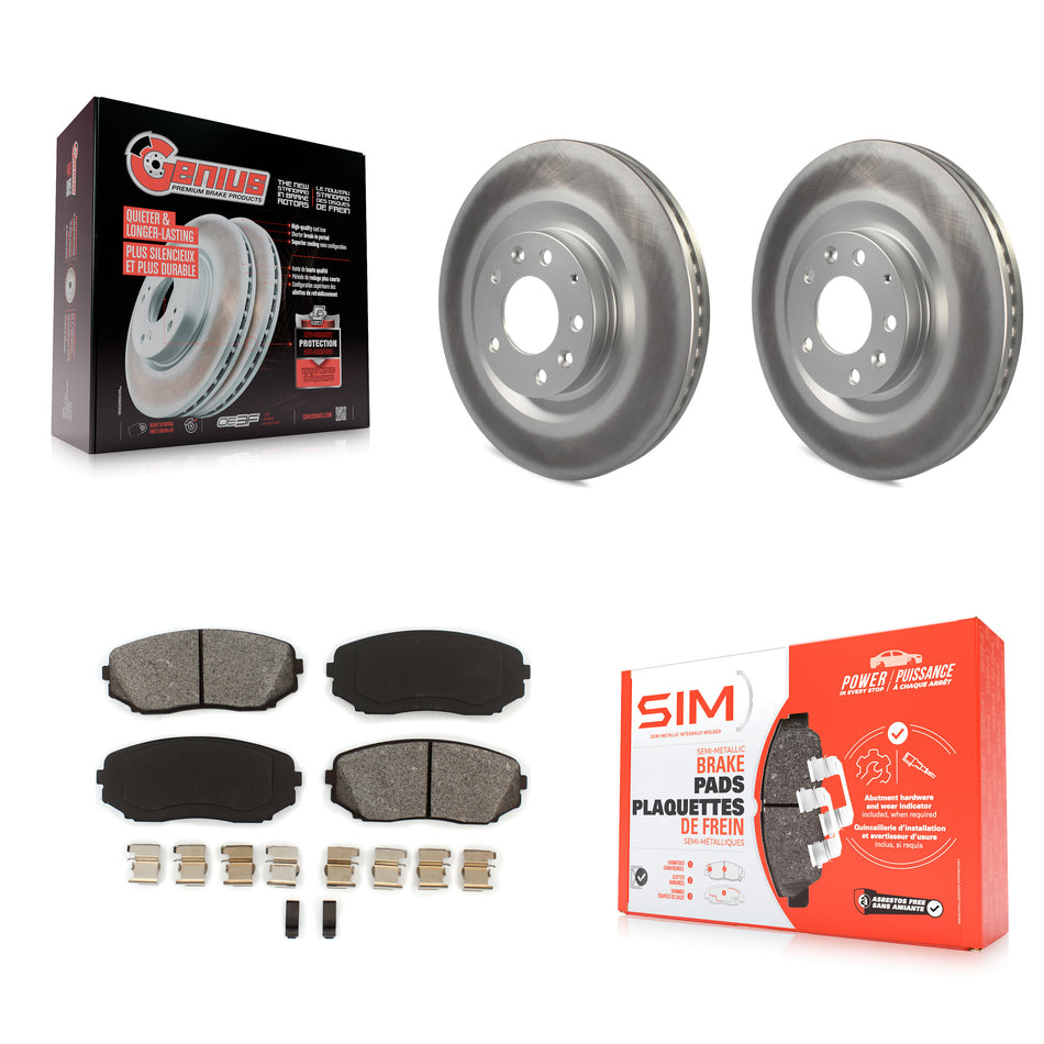 Front Coated Disc Brake Rotors And Semi-Metallic Pads Kit For 2007-2015 Mazda CX-9 KGS-100385
