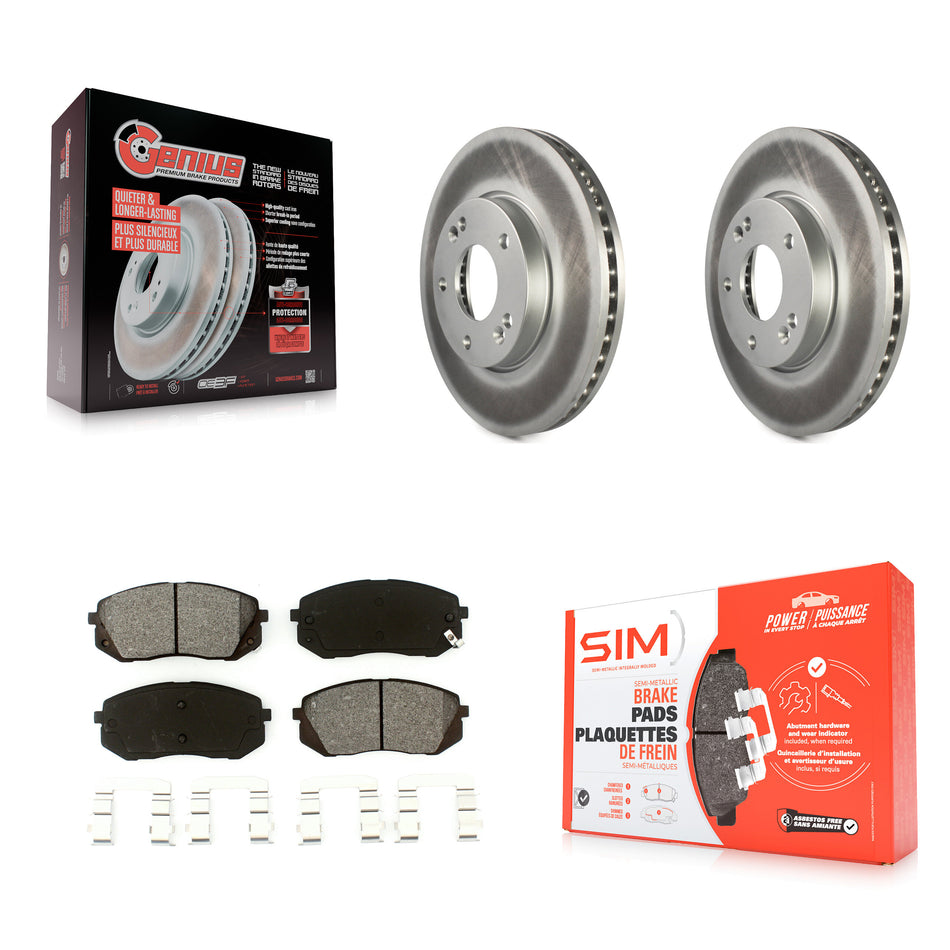 Front Coated Disc Brake Rotors And Semi-Metallic Pads Kit For 2007-2009 Kia Rondo KGS-100390