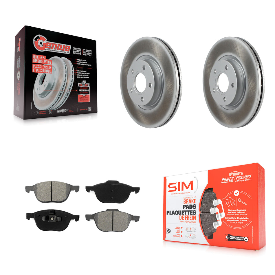 Front Coated Disc Brake Rotors And Semi-Metallic Pads Kit For Ford Escape Volvo C-Max S40 C70 C30 V50 KGS-100391