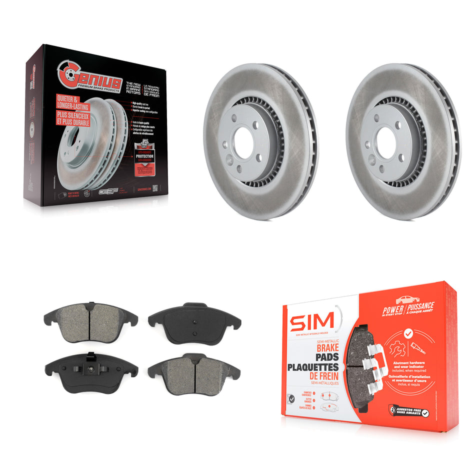 Front Coated Disc Brake Rotors And Semi-Metallic Pads Kit For 2008-2015 Land Rover LR2 KGS-100404