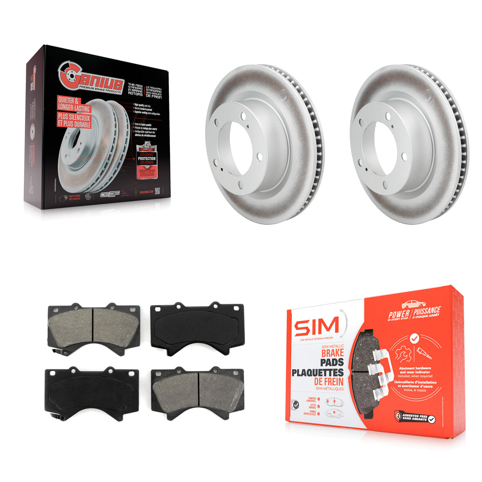 Front Coated Disc Brake Rotor & Semi-Metallic Pad Kit For Lexus LX570 Toyota Land Cruiser KGS-100416