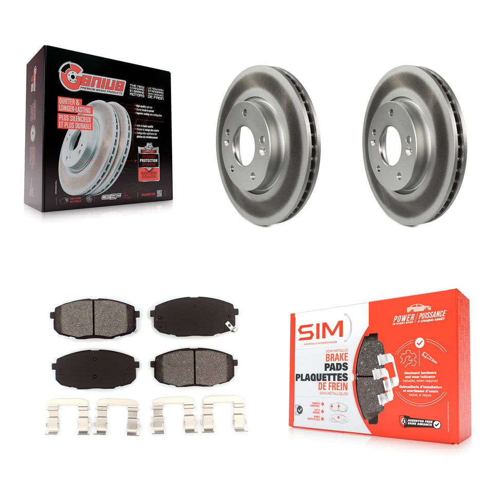 Front Coated Disc Brake Rotors And Semi-Metallic Pads Kit For Kia Forte Koup Forte5 KGS-100427